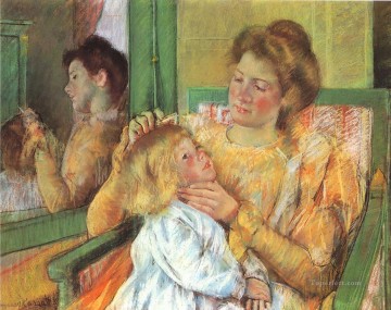 Madre peinando madres hijos Mary Cassatt Pinturas al óleo
